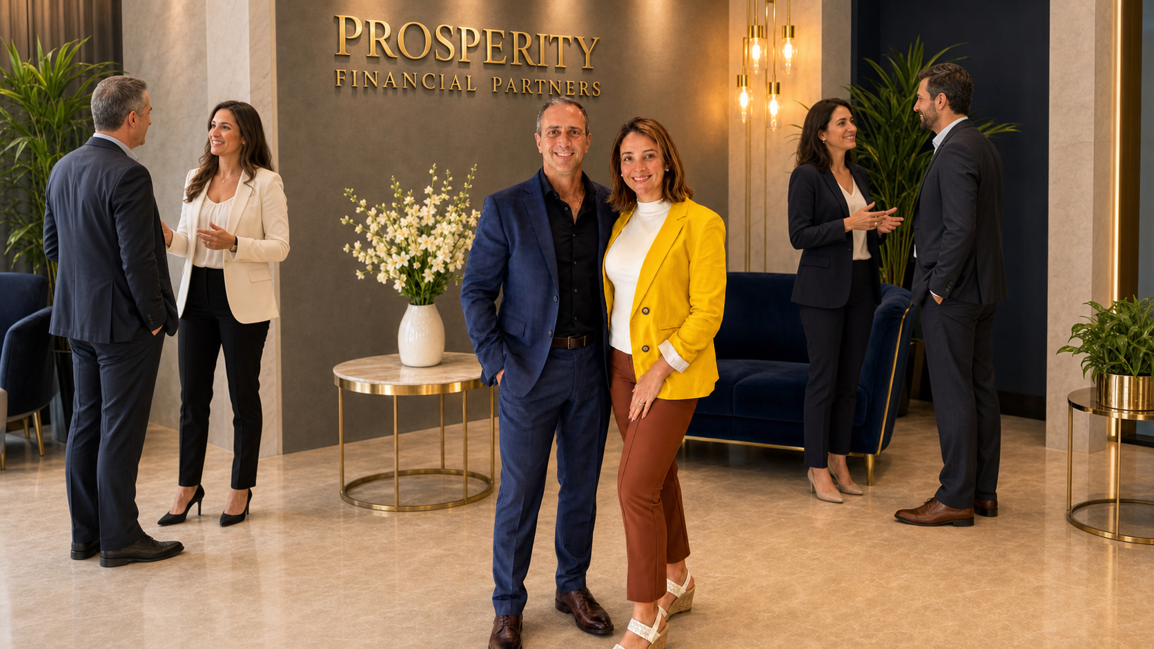 Prosperity Financial Partners leadership team in the office lobby